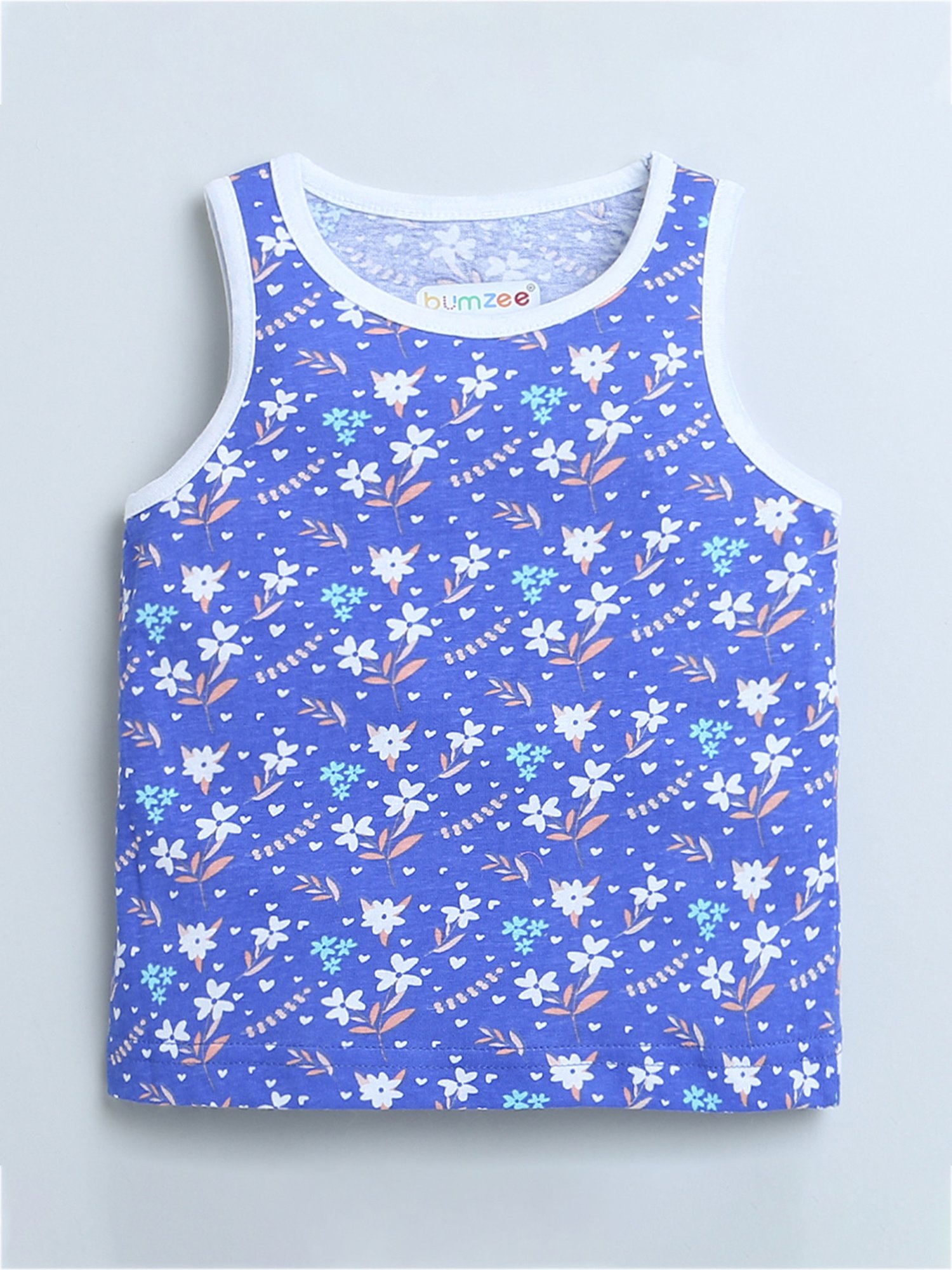 Bumzee Kids Royal Blue & White Floral Print Top (Pack Of 2)