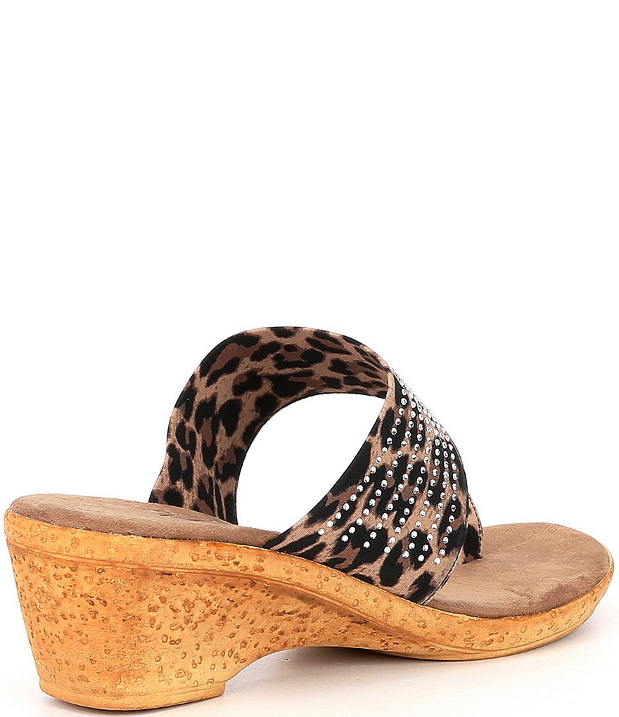 Onex Luca Elastic Leopard Embellished Thong Sandals