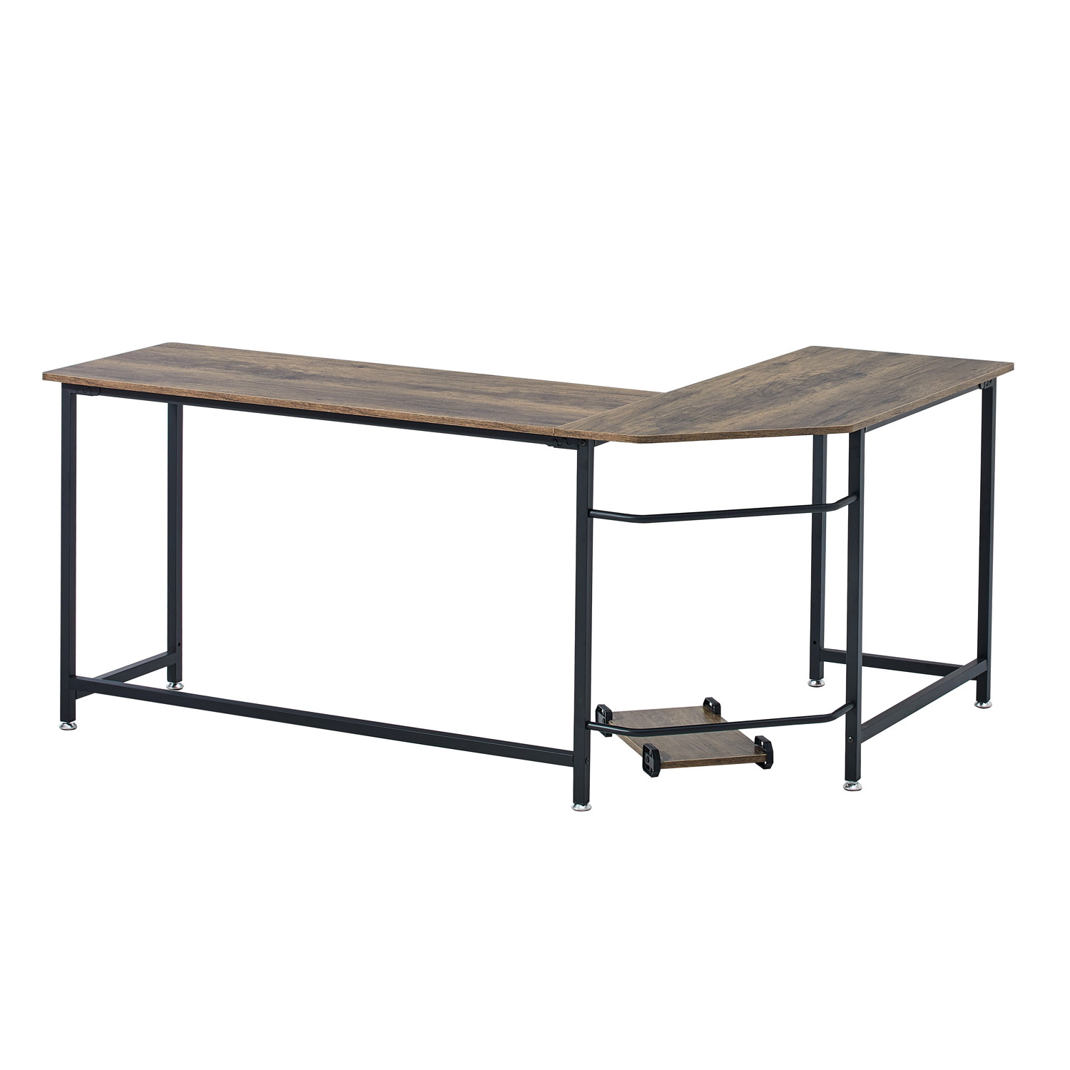 66'' L-shaped Desk Home Office Desk Computer Desk Gaming Desk Large Workstation with CPU Stand and Steel Structure