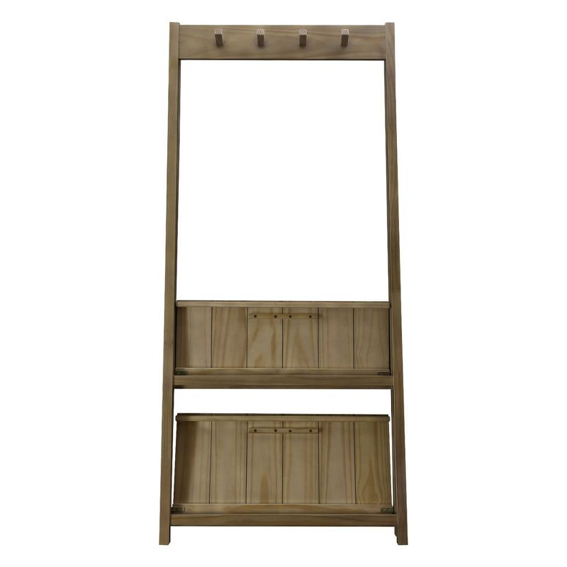 Folding Coat Rack with Four Hooks and Two Shelves Alpine Gray - Flora Home