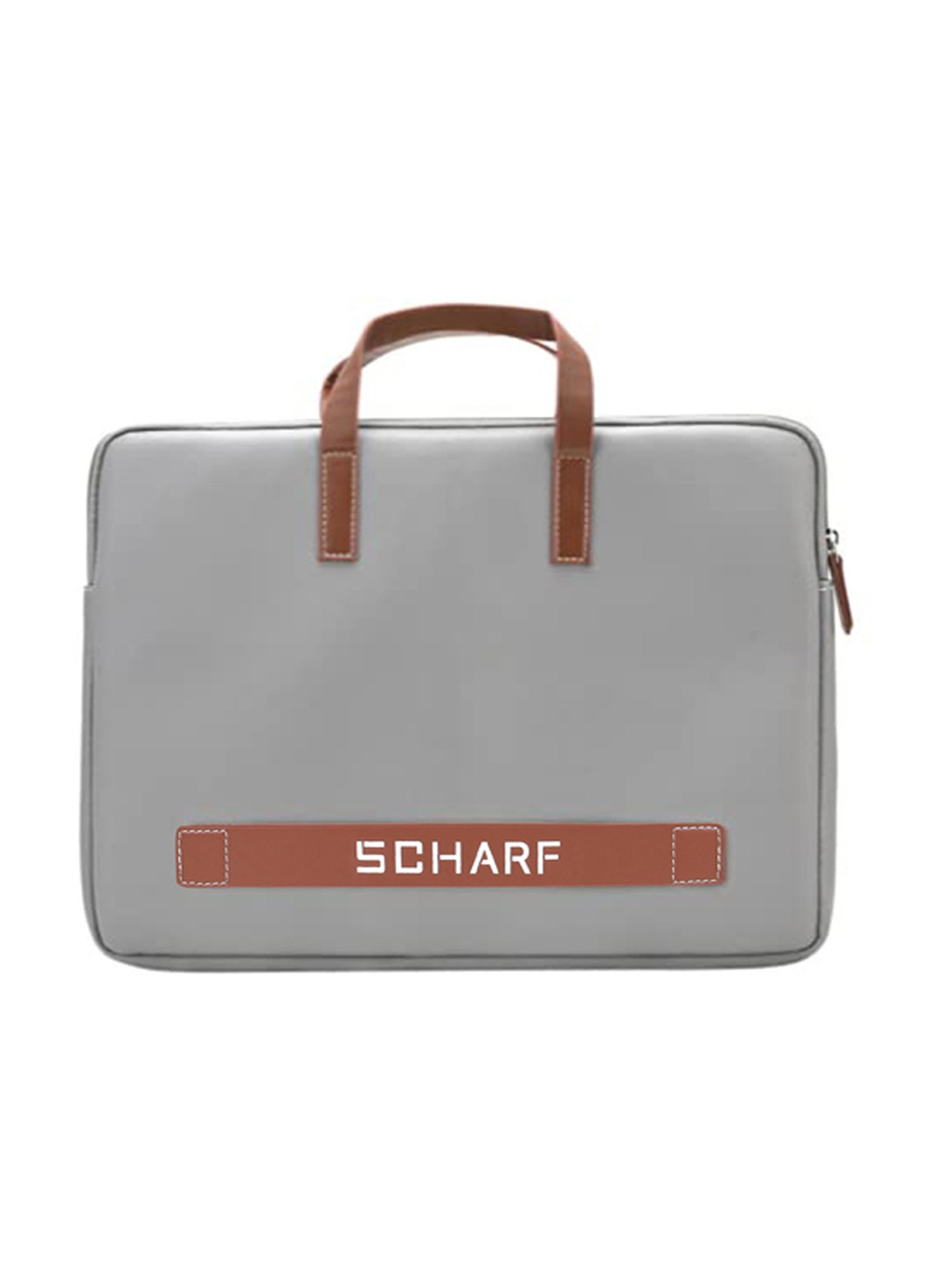 SCHARF Grey Leather Laptop Bag
