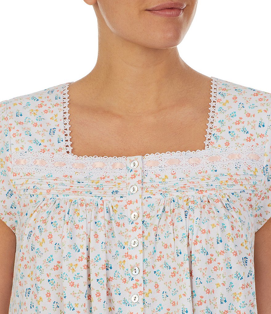 Eileen West Floral Print Jersey Knit Short Nightgown