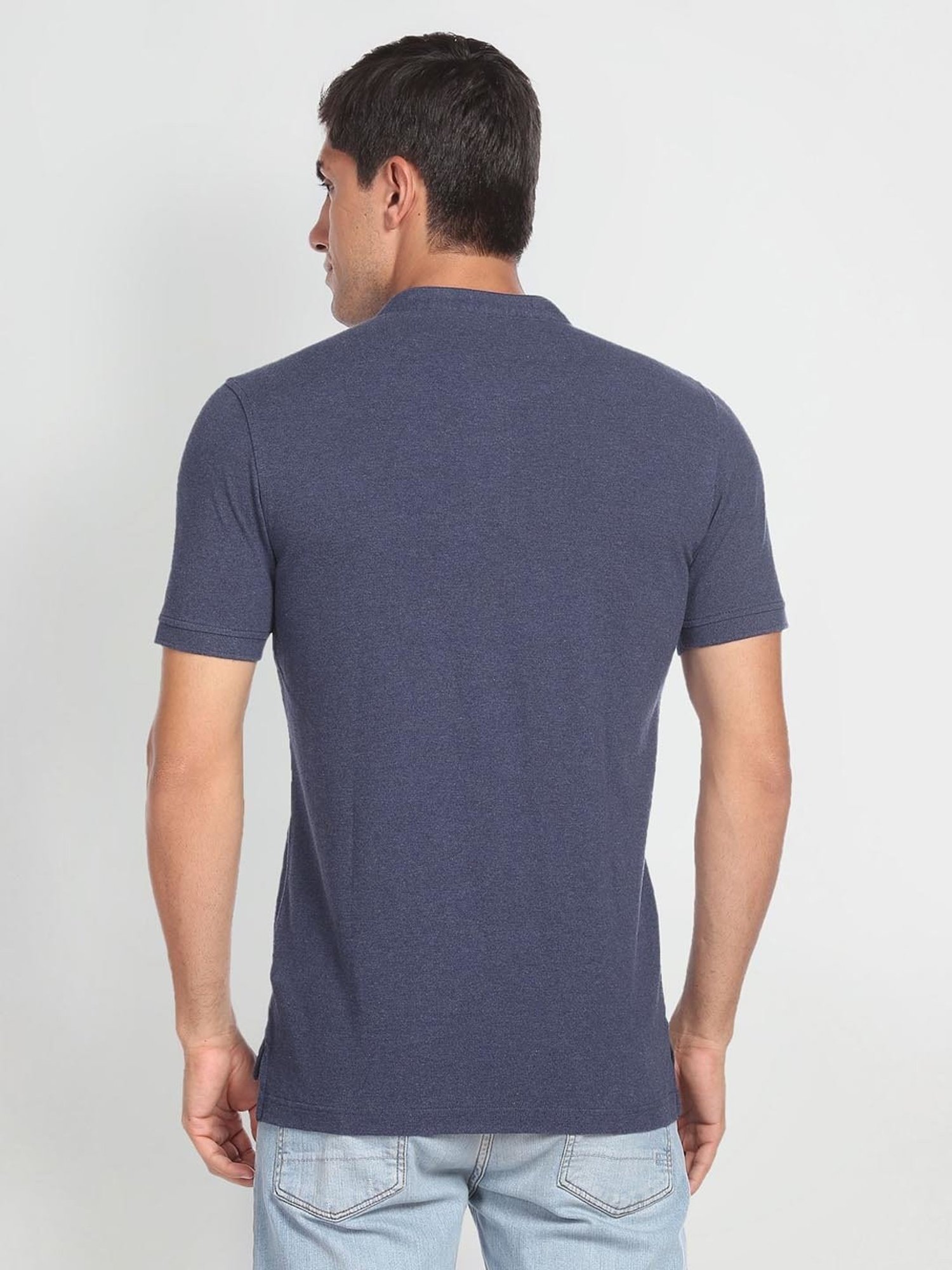 Arrow Sport Blue Cotton Regular Fit Polo T-Shirt