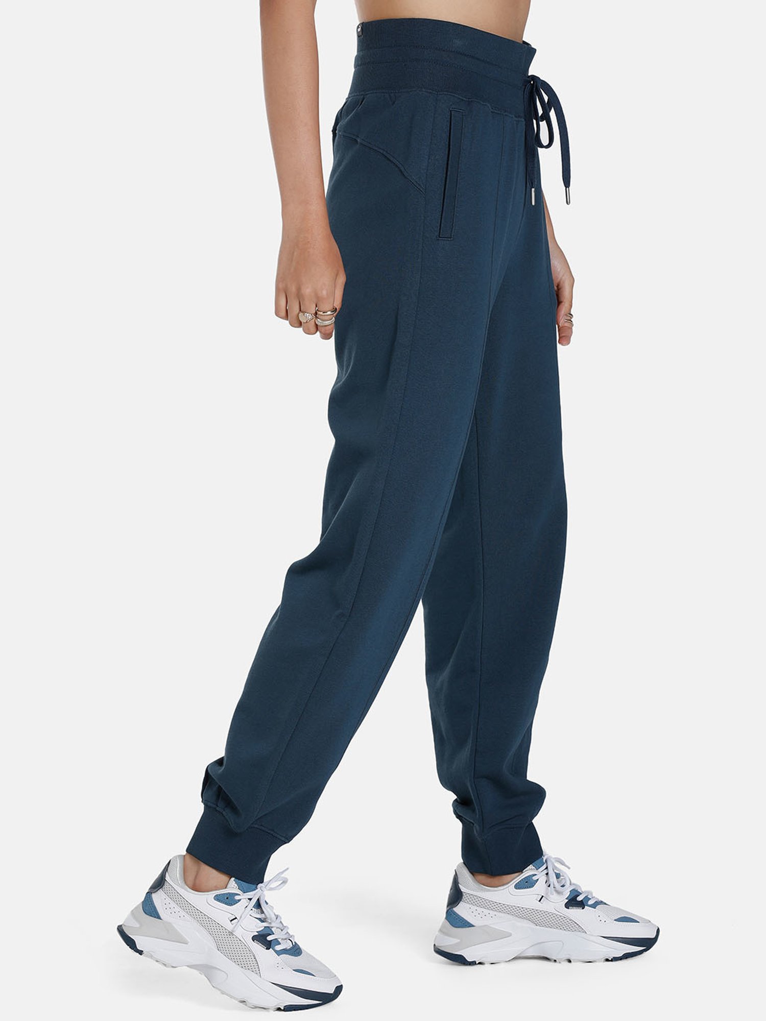 Puma Teal Regular Fit High Rise joggers