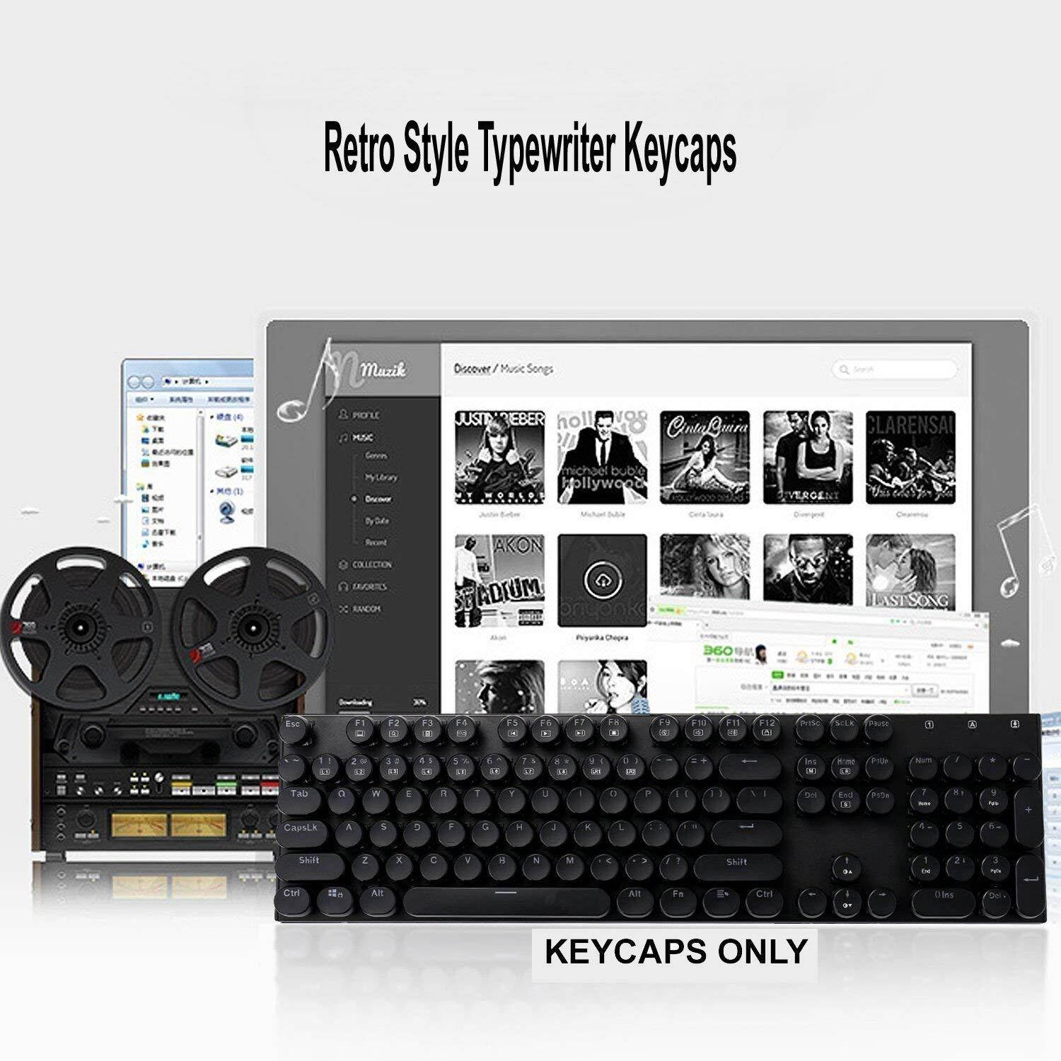 E-Element Keyboard Keycap 104 Double Shot Injection Backlit Keycaps for all Gaming Mechanical Keyboards Keycaps with Key Puller Black Color