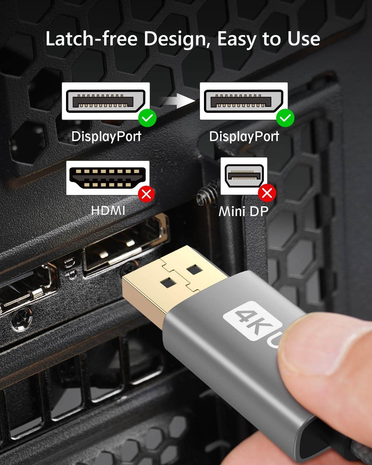 DisplayPort Cable 10ft Silkland DP Cable 3M [4K@60Hz 2K@165Hz] Braided Display Port 1.2 Cable 2K@144Hz High Speed DisplayPort Cable 4K Compatible for PC Laptop Gaming Graphics Card