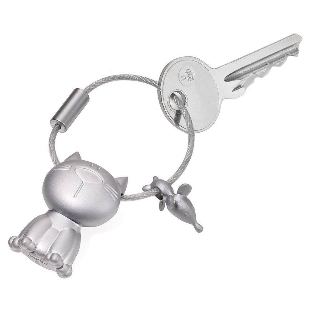 TROIKA KATZ + MAUS &ndash; KR14-20/MA &ndash; Keyring &ndash; cast metal&ndash; matt &ndash; chrome plated &ndash; silver &ndash; TROIKA-original