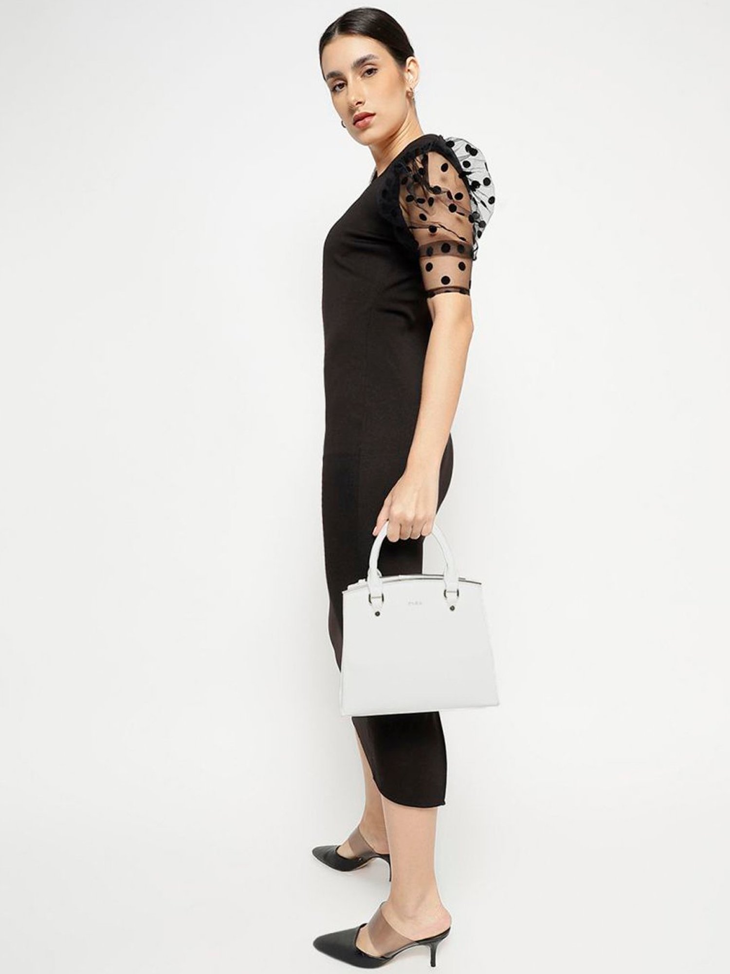 Tyra Calla White Solid Faux Leather Handbag