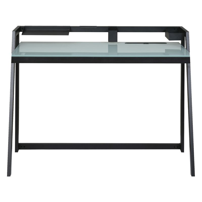 Tablet Desk Glass Desktop With Metal Frame Black - OneSpace