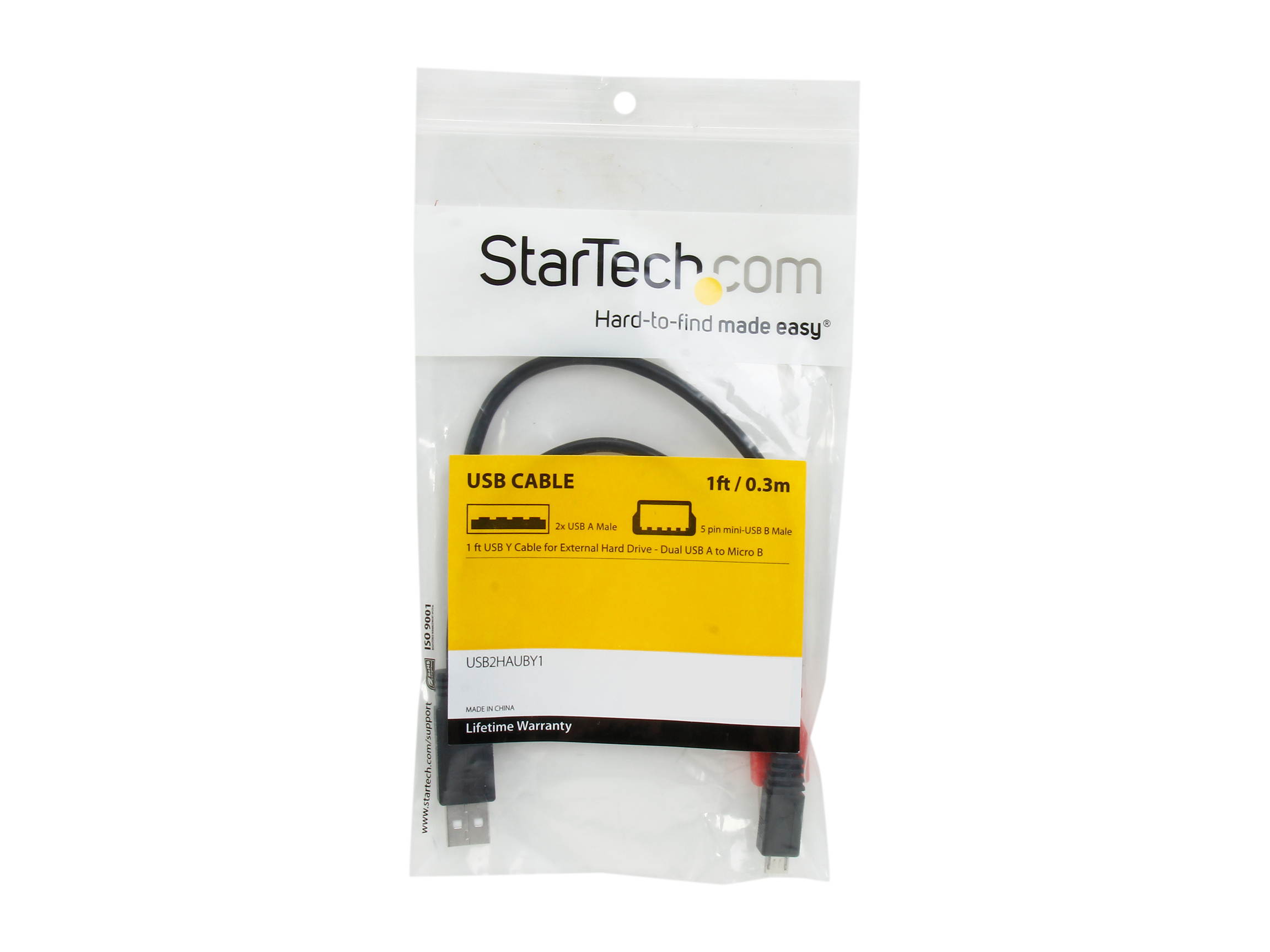 StarTech.com USB2HAUBY1 1 ft USB Y Cable for External Hard Drive