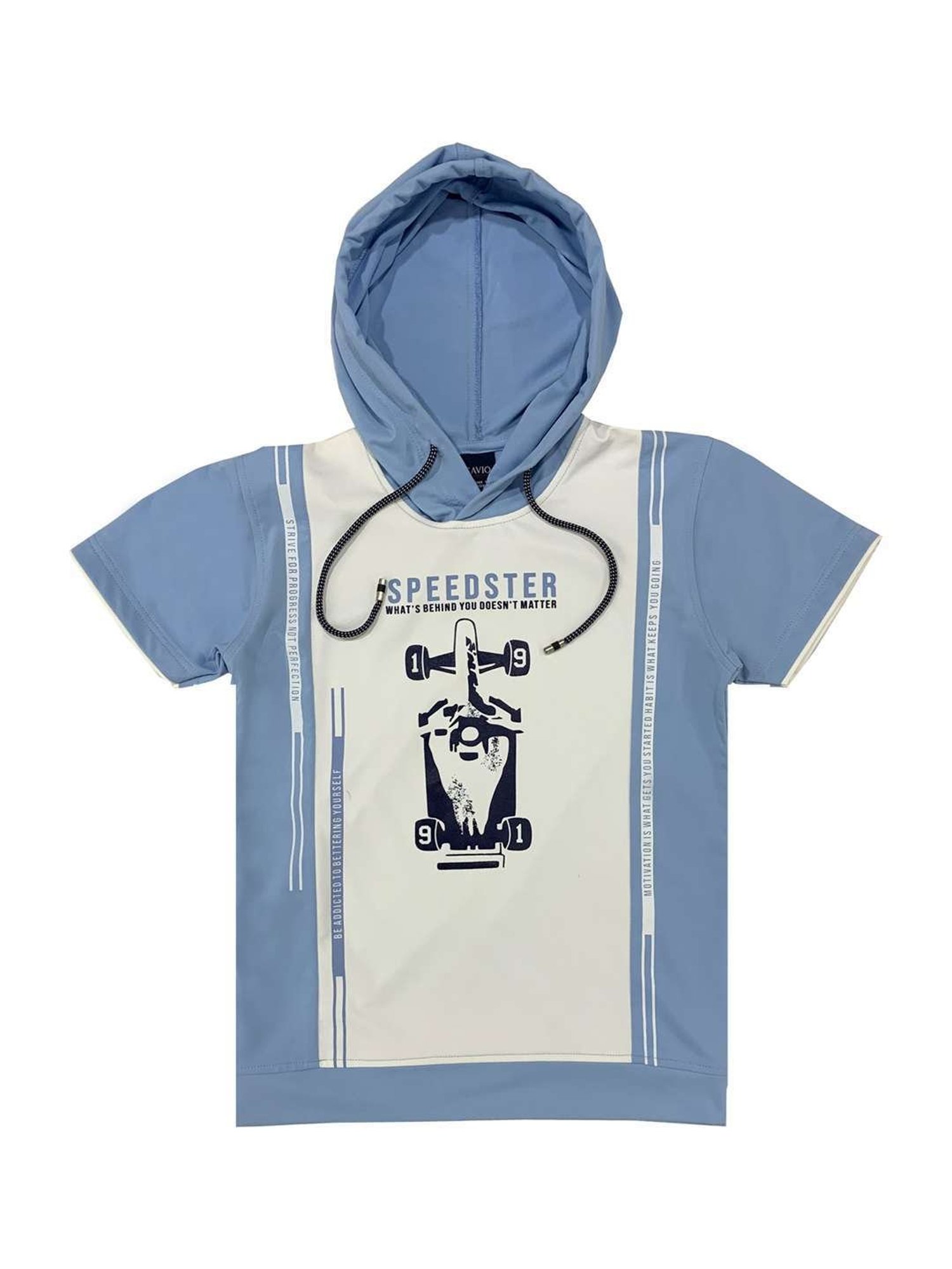 Cavio Kids Sky Blue Printed T-Shirt