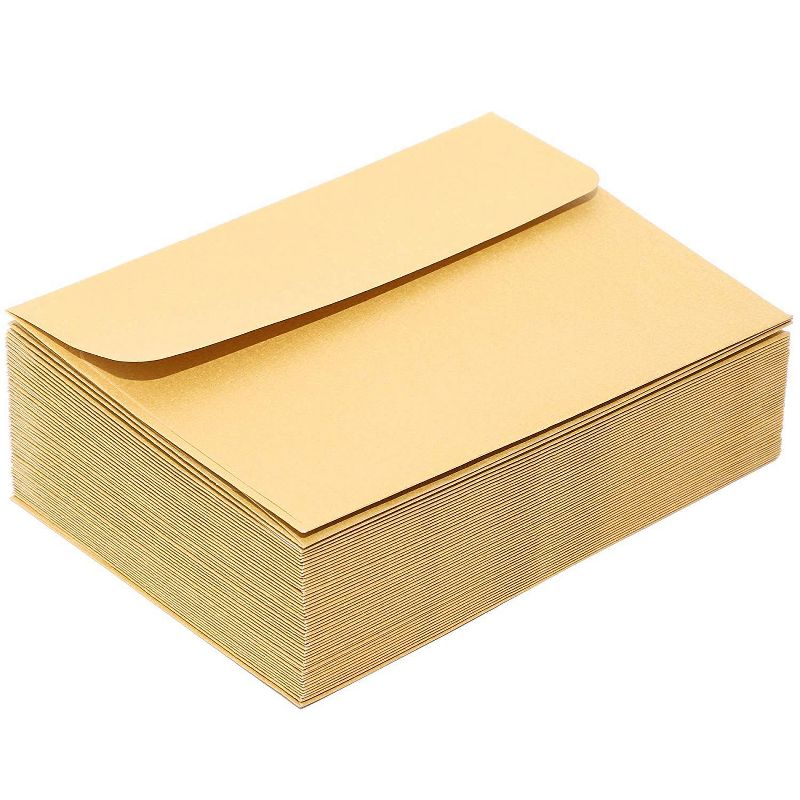 Paper Junkie 50-Pack A1 Metallic Gold Envelopes Self Seal Square Flap 3.5 x 5 for Invitation Greeting Cards