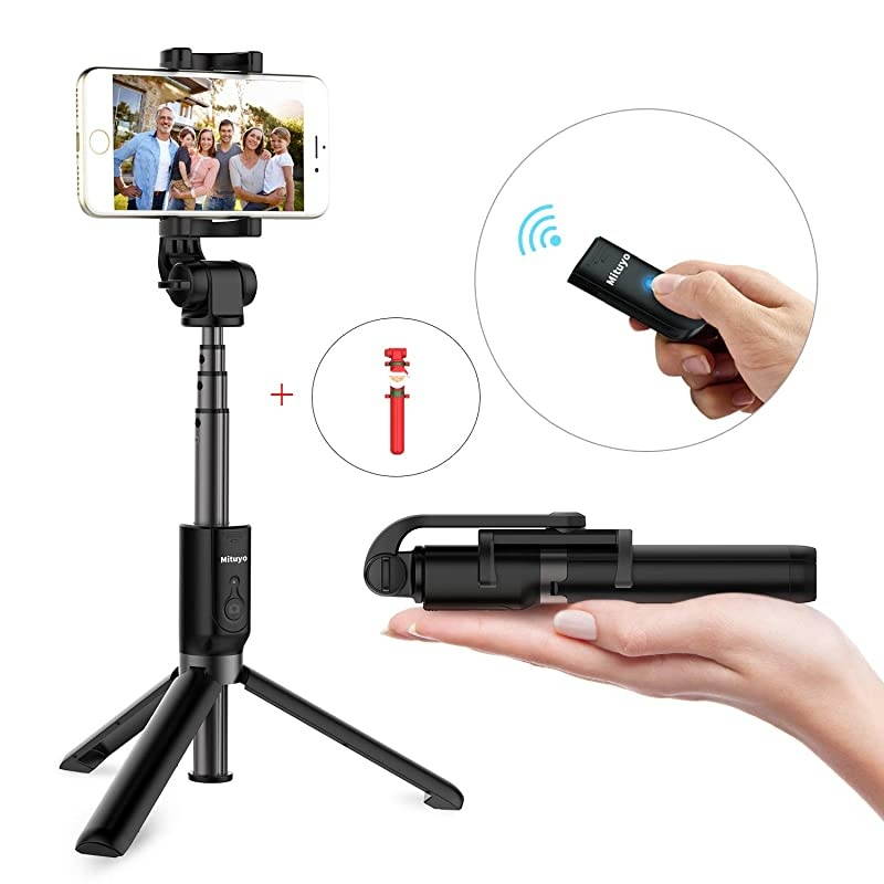 Bluetooth Selfie Stick Tripod Monopod with Wireless Remote Shutter Compatible with iPhone Samsung Huawei Other Smartphones Black Standard