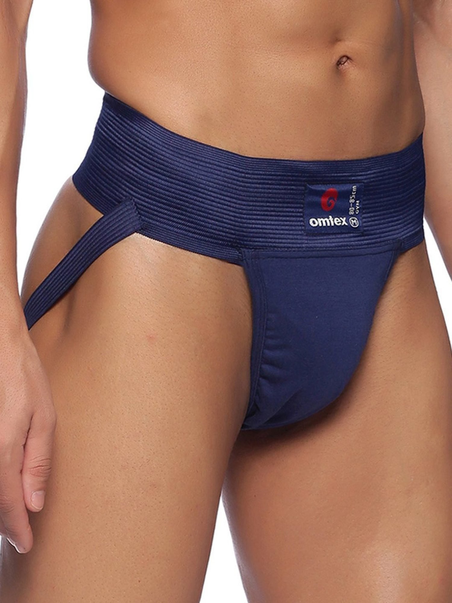 Omtex Men's Athletic Gym Jockstrap Supporter Pack of 2 (Black & Navy) Size - S