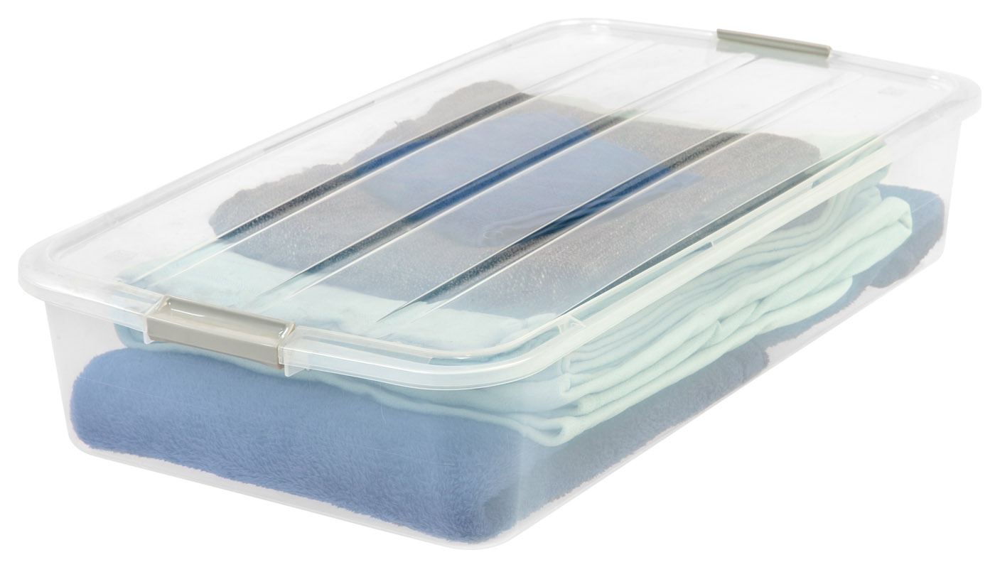 IRIS 50 Quart Underbed Buckle Up Box, Clear