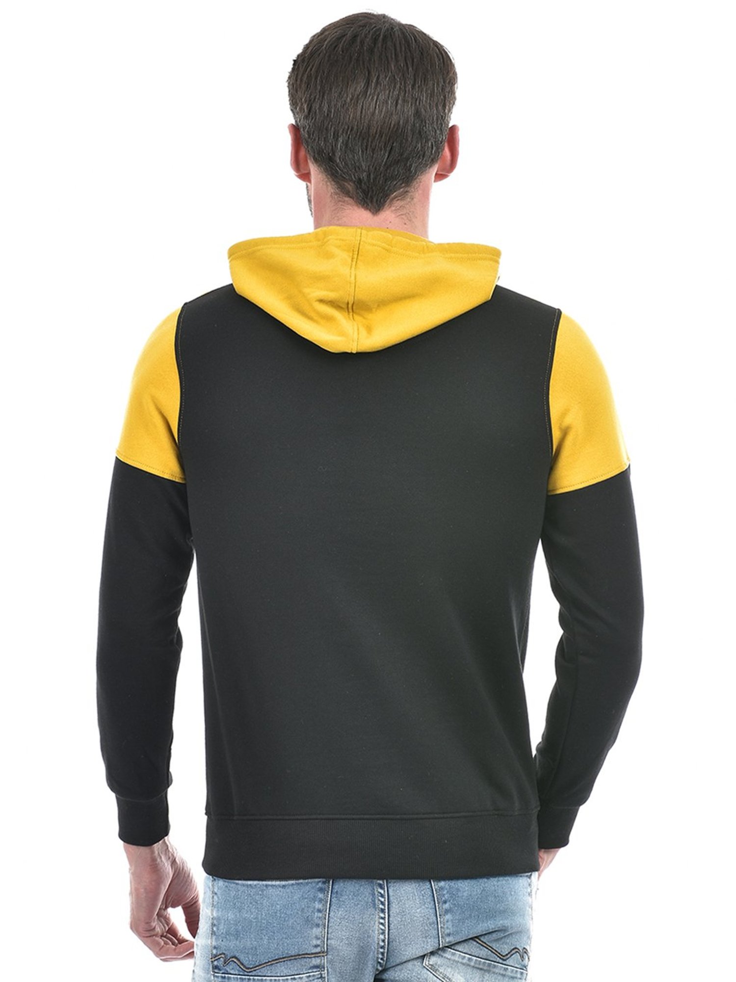 Integriti Mustard & Black Regular Fit Hooded Sweatshirt