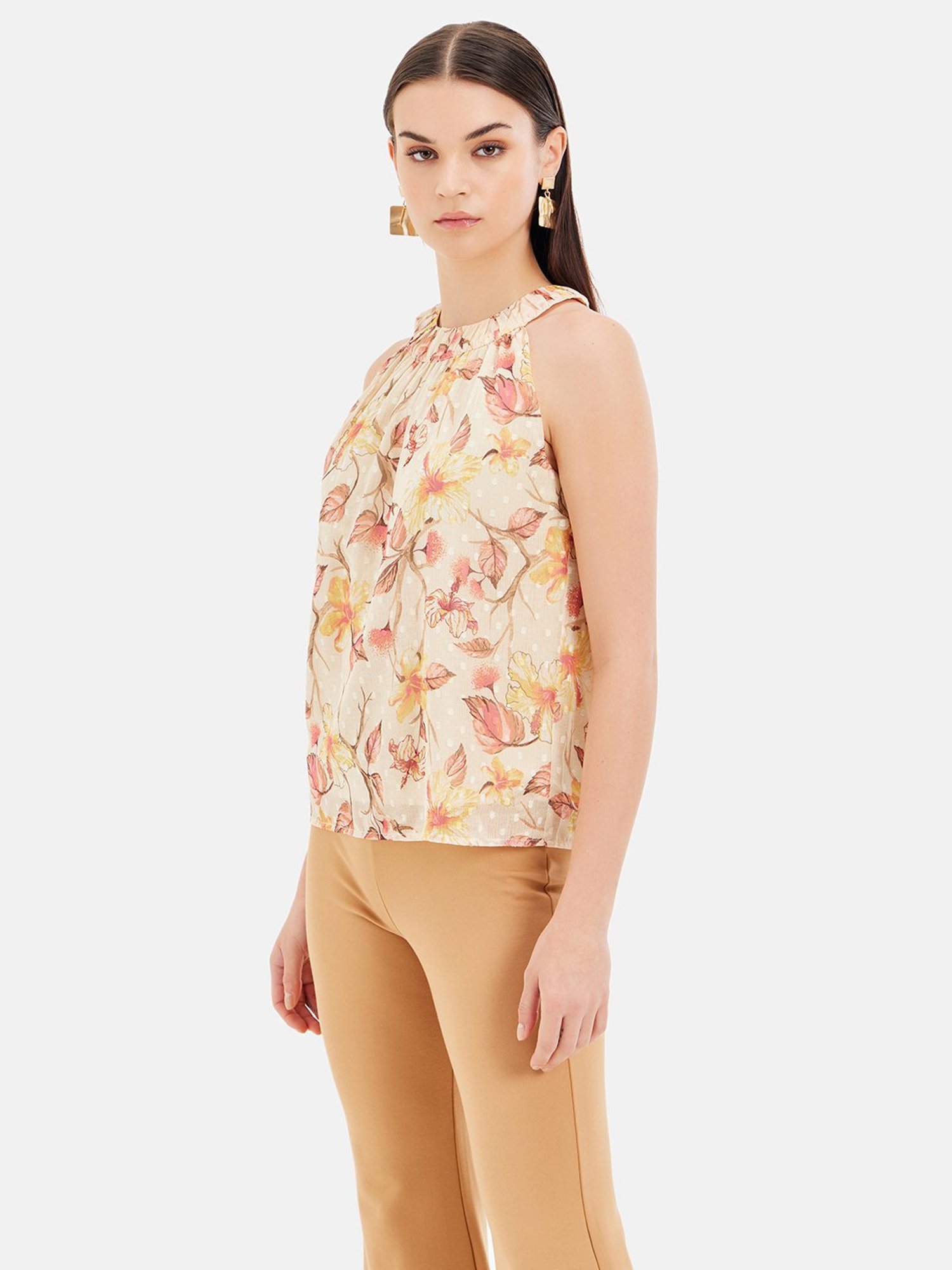 Kazo Yellow & Pink Floral Print Top