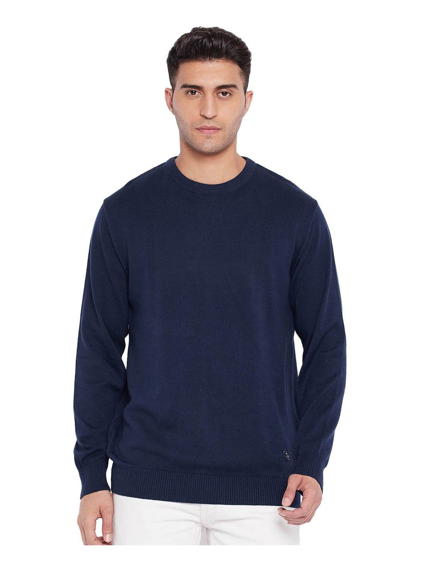 Cantabil Ink Blue Regular Fit Sweater