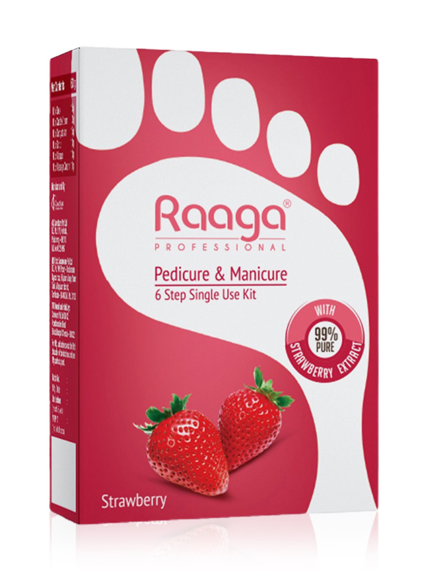 Raaga Professional Pedicure & Manicure 6 Step Single Use Kit Strawberry - 6 Sachets