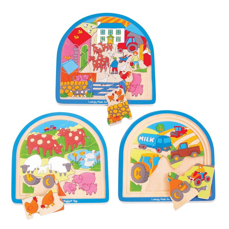 Bigjigs Toys Arched Layered Puzzle Set - Set of 3