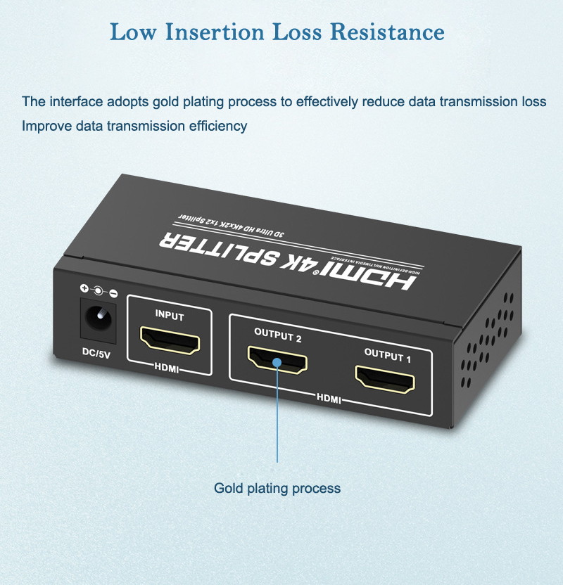 4K 1x2 HDMI Splitter Full HD 1080p HDMI Video Converter 1X2 Screen Split 1 In 2 Out Dual Display HDCP 3D for PS4 DVD PC To TV