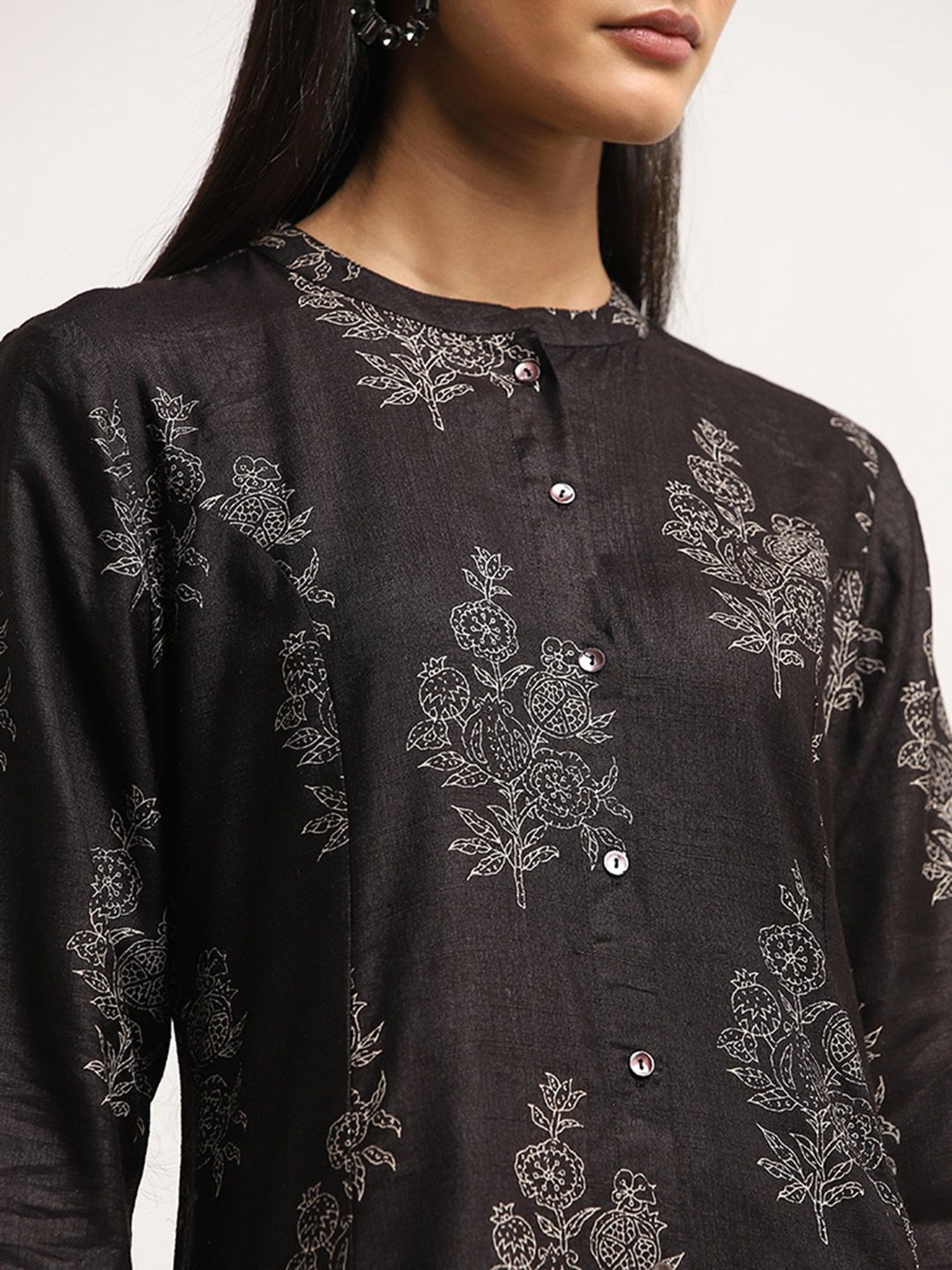 Zuba by Westside Black Anar Printed A-Line Kurta
