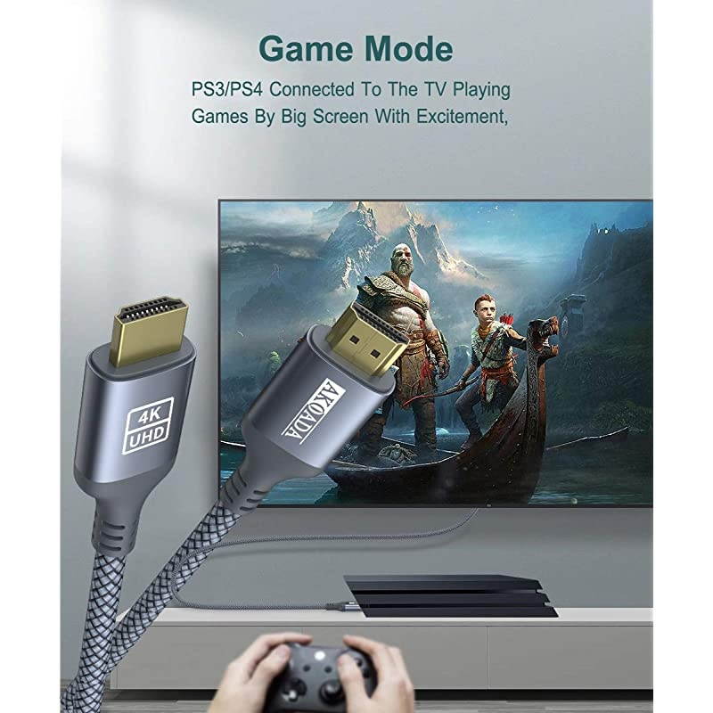 4K Hdmi Cable 10FT  18Gbps High Speed Hdmi 20 Ethernet24AWG Nylon Braided Cable 4K 60Hz HDR Video HDCP22 3D 2160P 1080P ARC Compatible with UHD TVPS4 3XBox Monitor 4K Fire Netflix etc