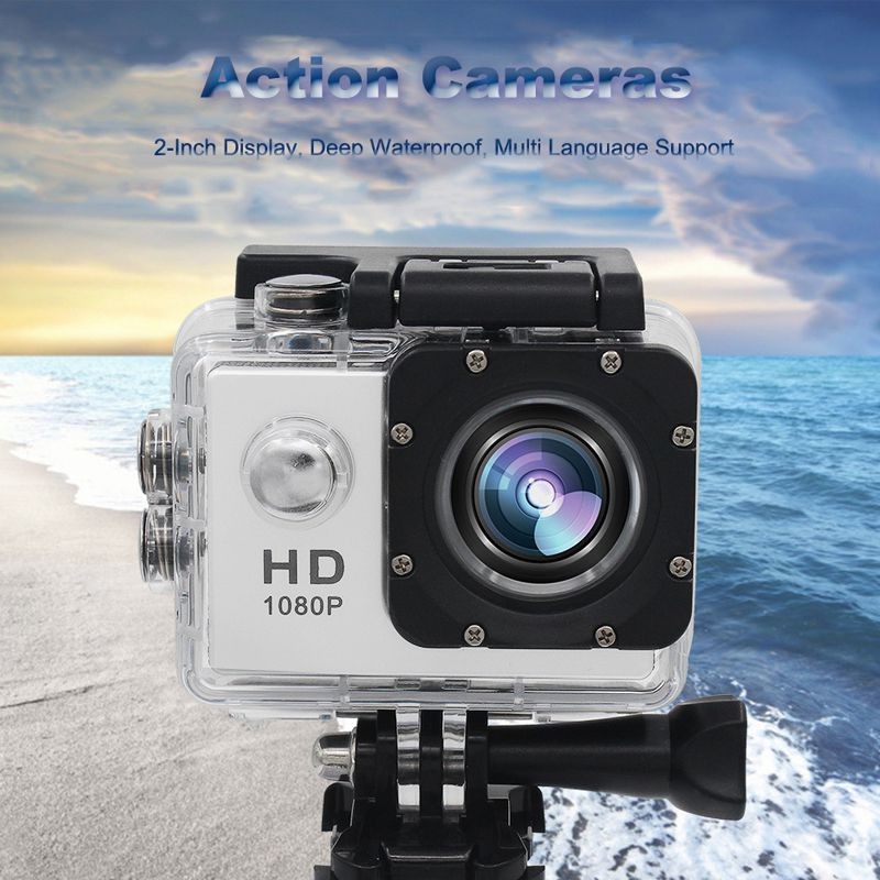 Action Camera, 720P 2 Inch LCD Screen, Waterproof Sports Cam 90 Degree Wide Angle Lens, 30m Outdoor Sports Camera DV Camcorder