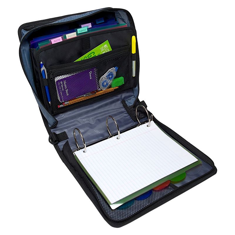 3" Nylon Ring Binder with Internal/External Pockets, 8.5" x 11" Black - Case It