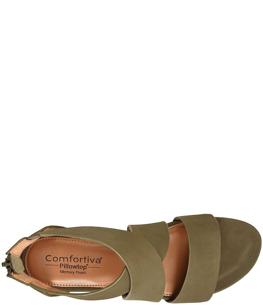 Comfortiva Pacifica Nubuck Criss-Cross Strap Sporty Wedge Sandals