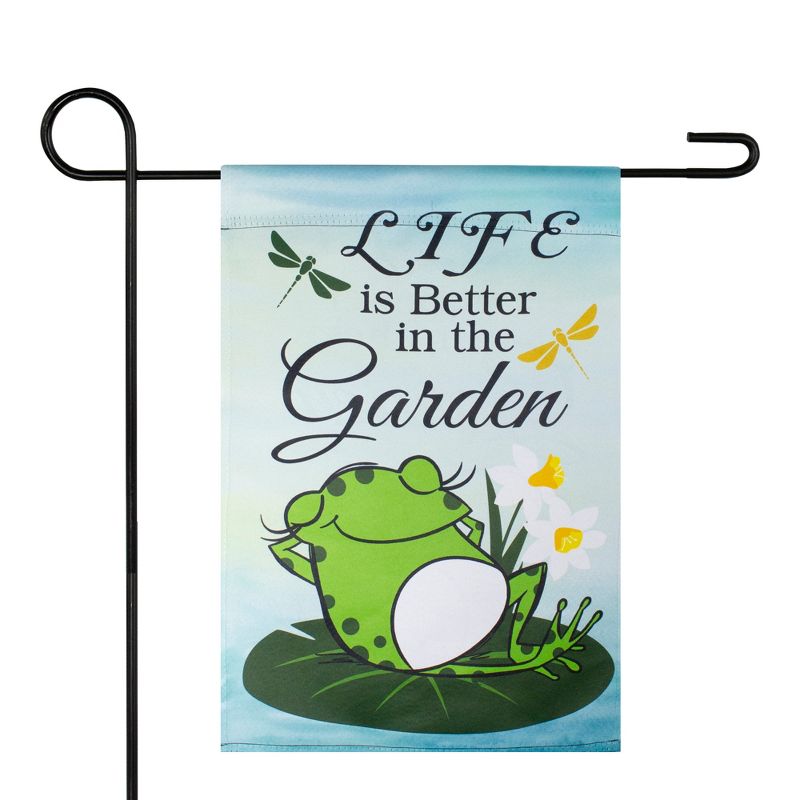 Northlight Life is Better in the Garden Green Frog Outdoor Garden Flag 12.5" x 18"