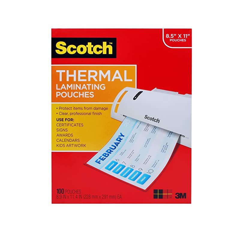 Thermal Laminating Pouches 100Pack 89 x 114 Inches Letter Size Sheets TP3854100