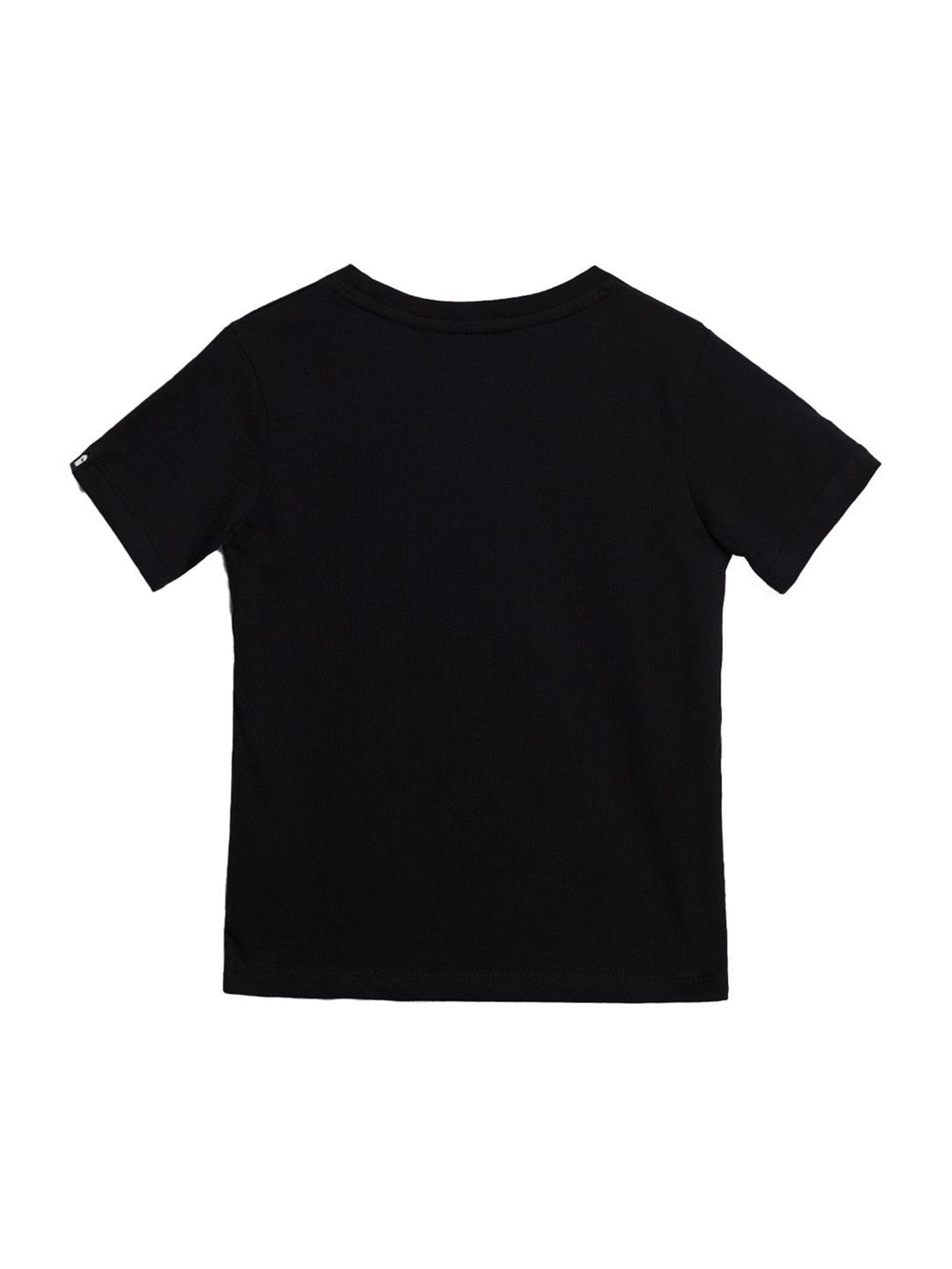 The Souled Store Kids Black Cotton Printed T-Shirt