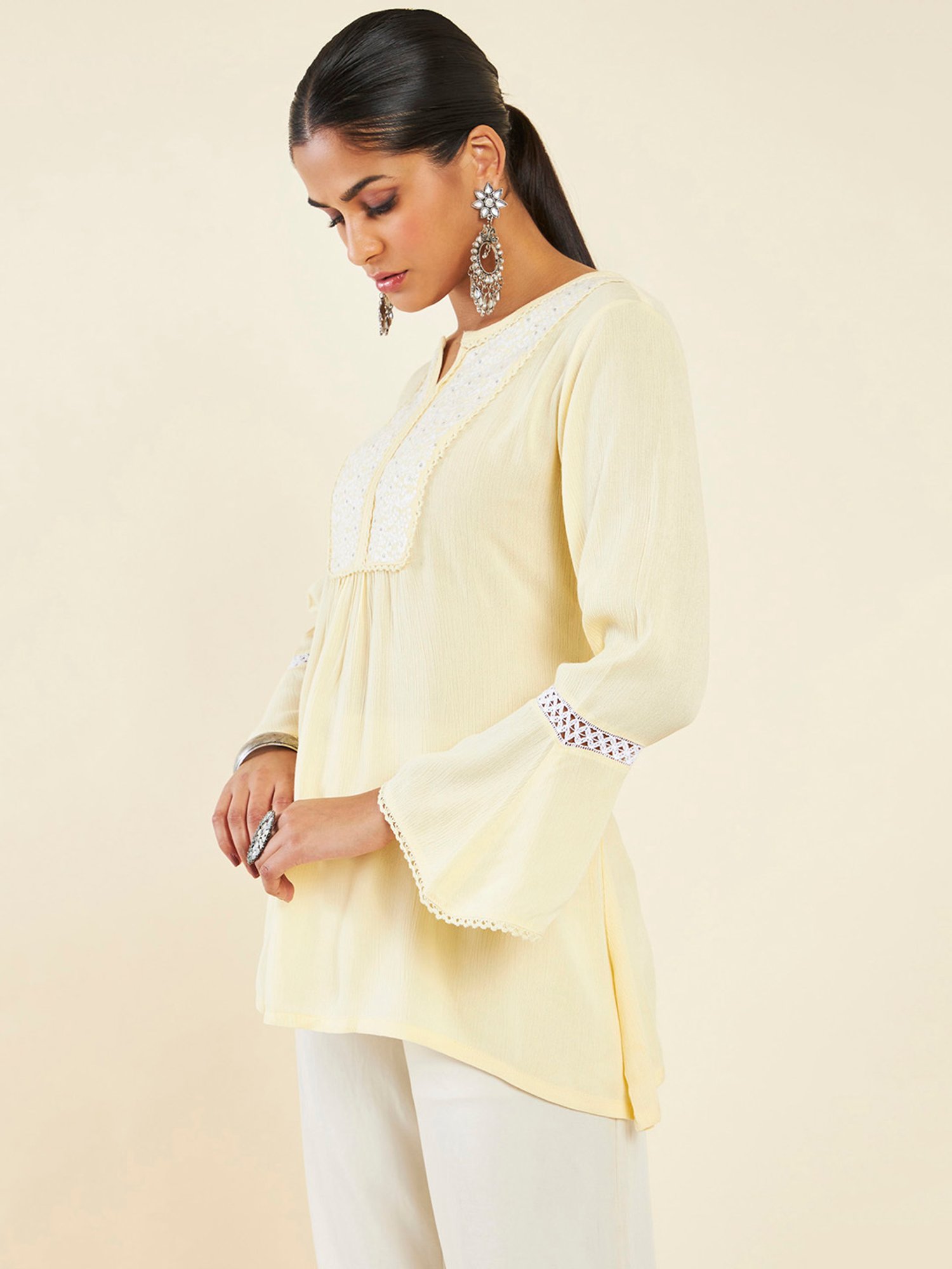 Soch Light Yellow Embroidered Tunic