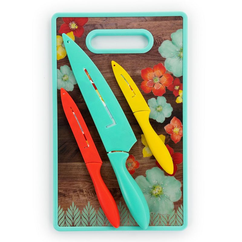 Gibson Home Jordana 7 Piece Cutlery Knife and Cutting Board Set in Multi-Color Floral