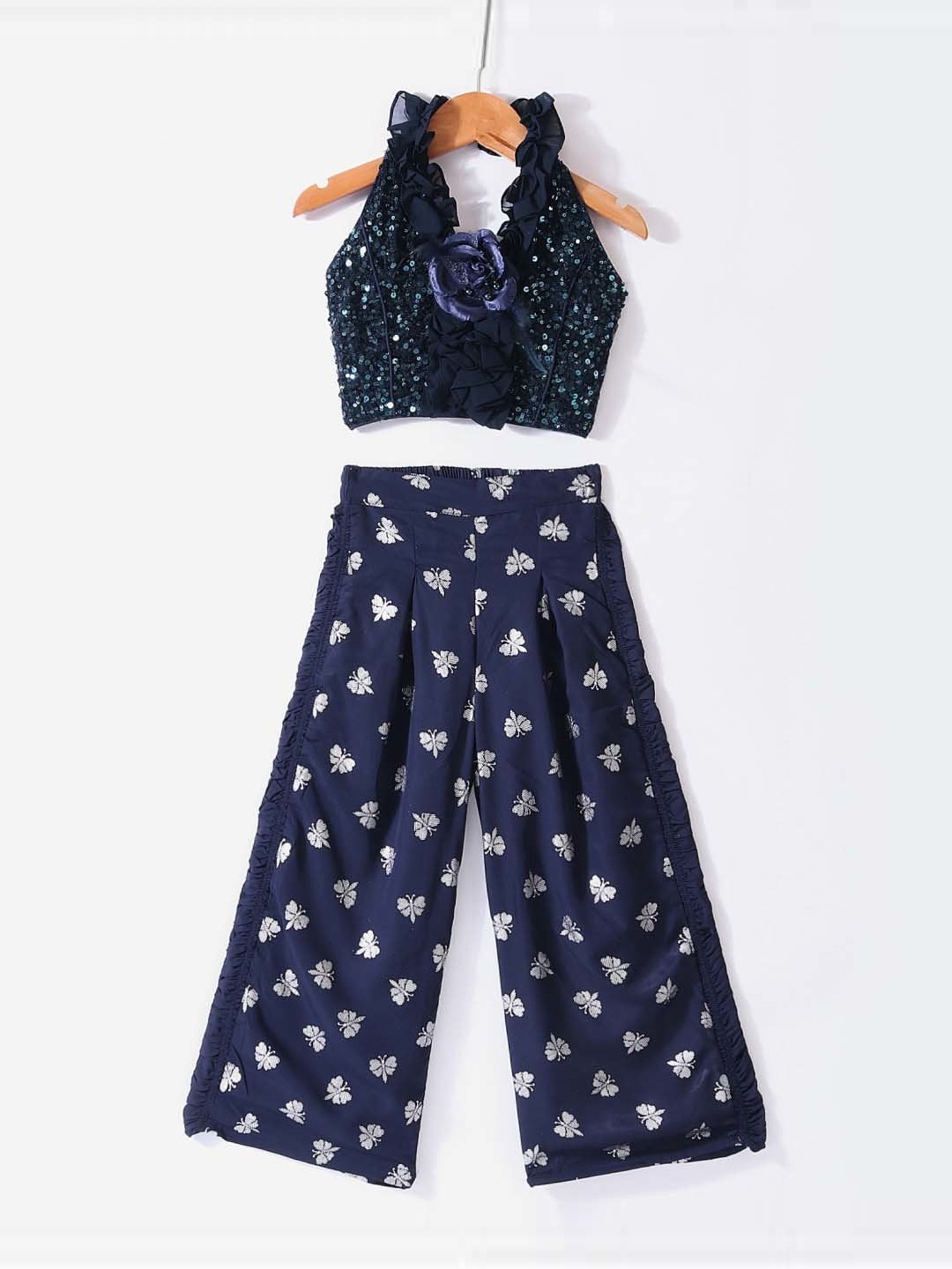 TWISHA Kids Navy Applique Top Set