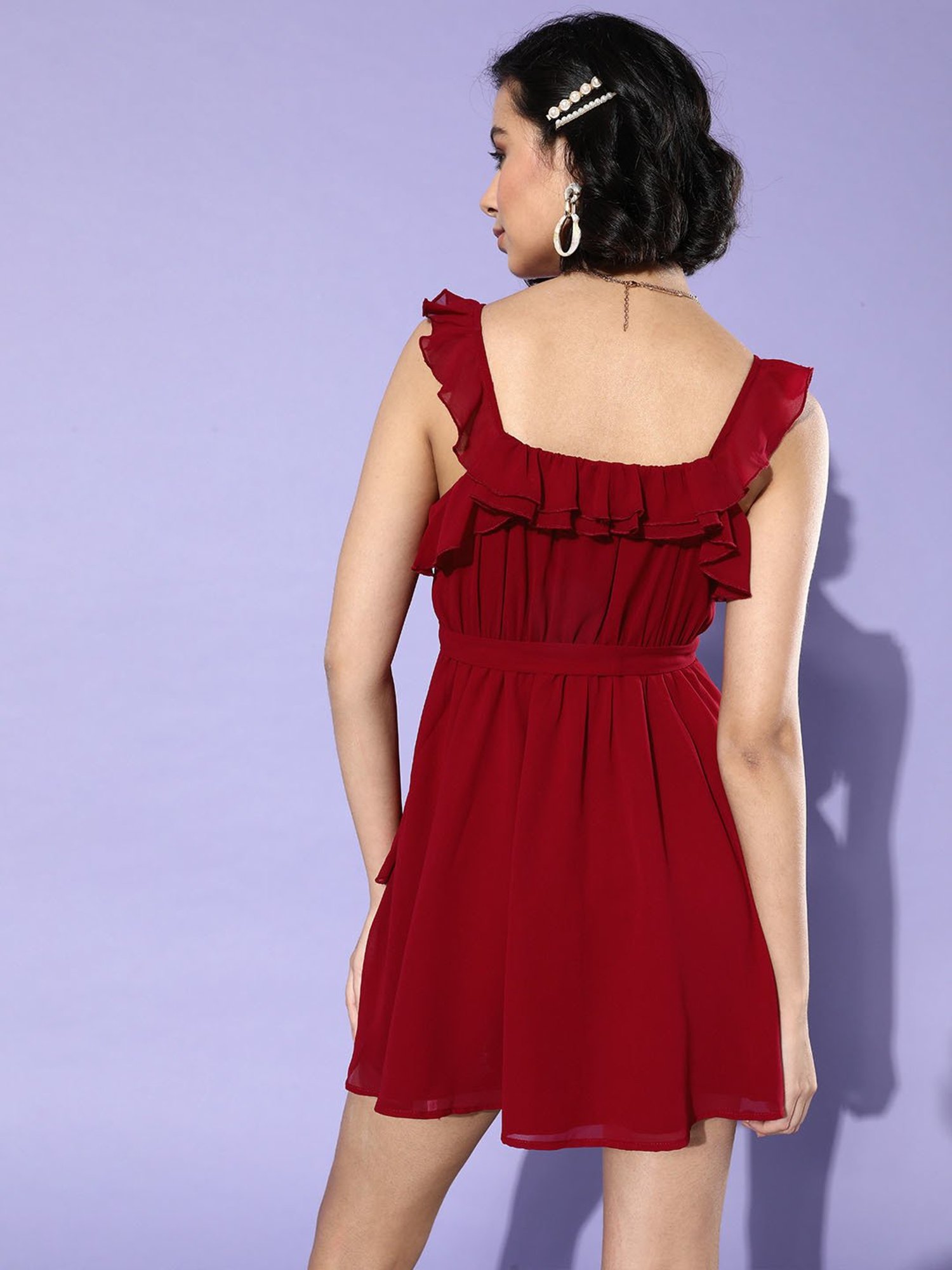 QUIERO Red Fit & Flare Dress