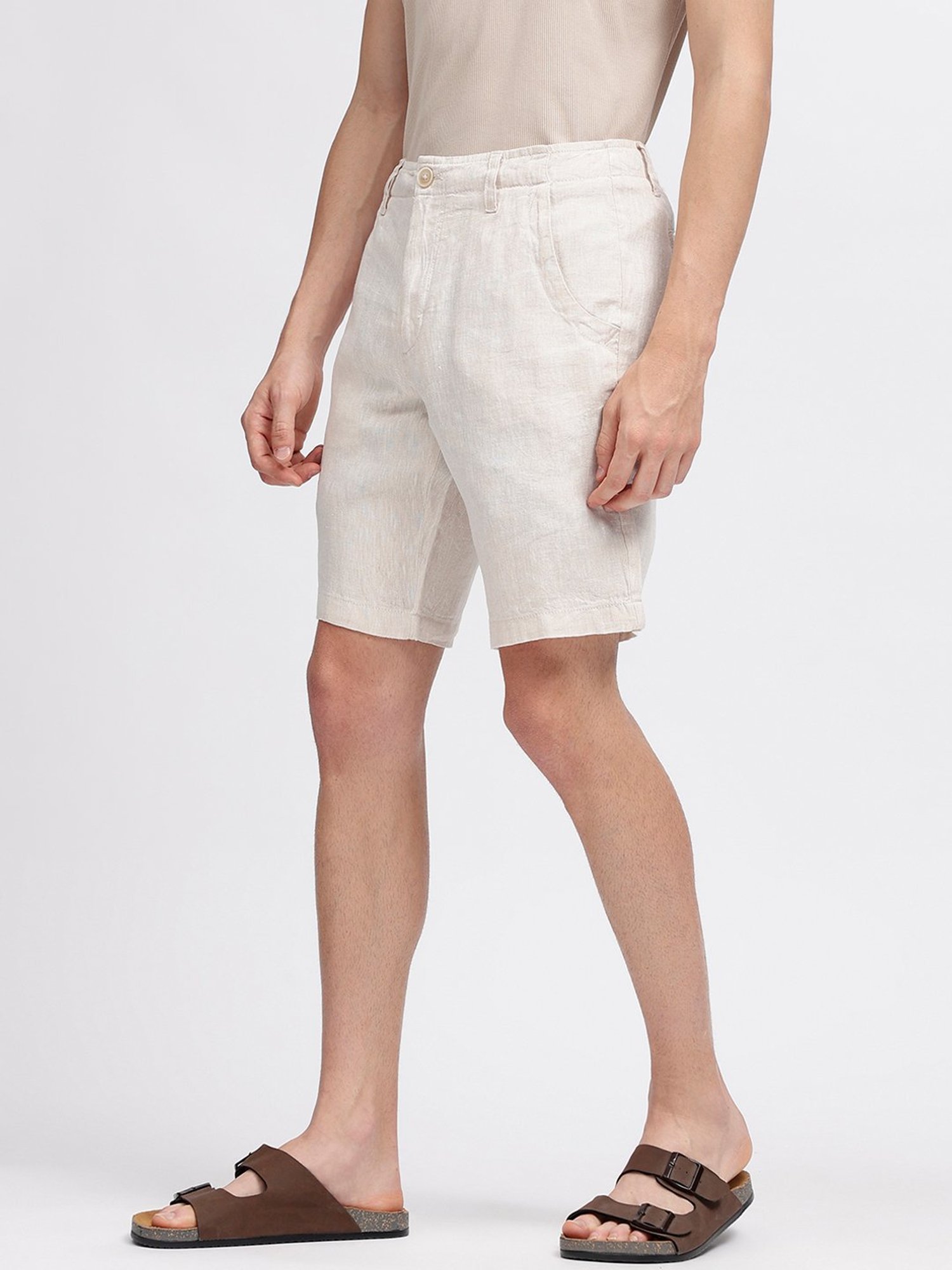 Bruun & Stengade Beige Regular Fit Linen Shorts