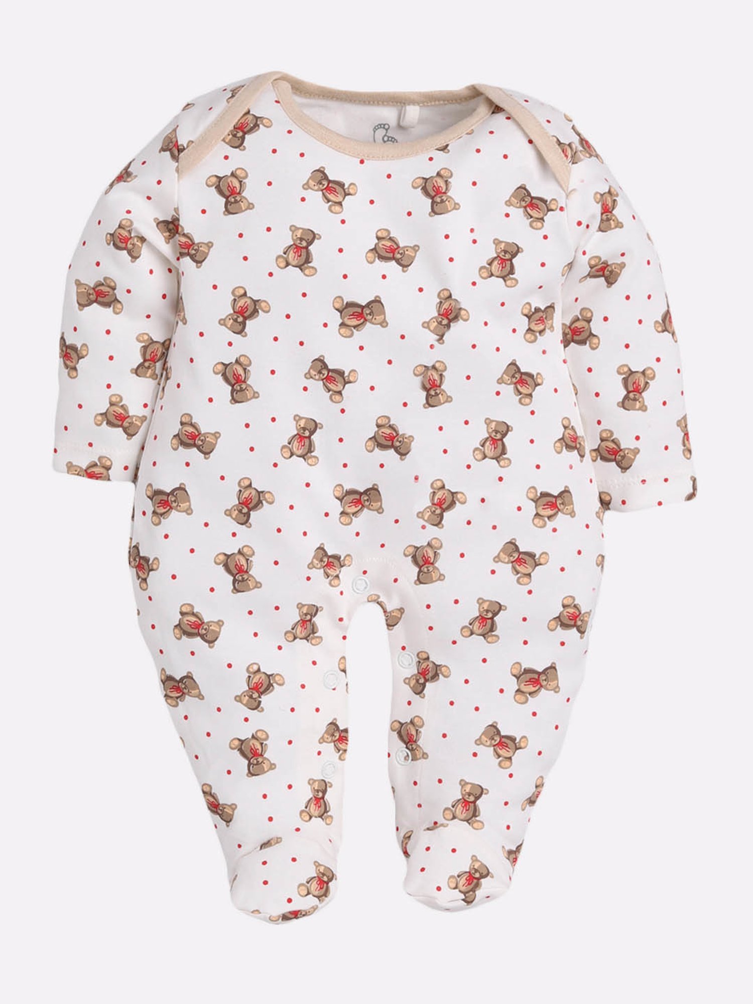 Baby Go Kids Beige & White Printed Rompers (Pack Of 2)