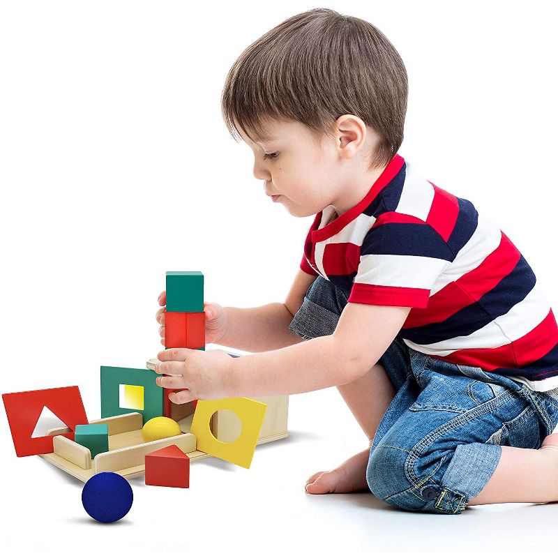 Wooden Montessori Shape Sorter and Object Permanence Learning Toy