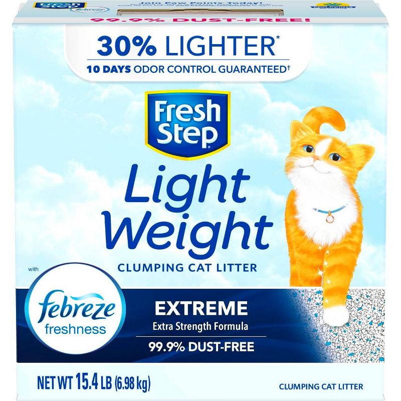Fresh Step Lightweight Extreme Scented Litter with the Power of Febreze Clumping Cat Litter- 15.4lb