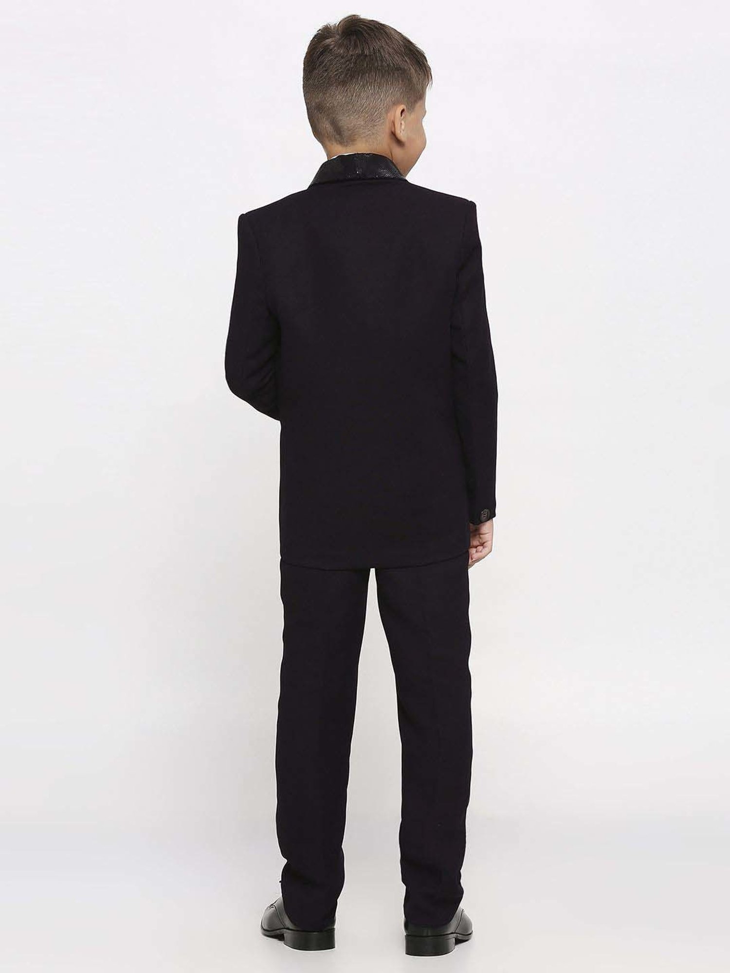 Kids Island Boys Purple & White Solid Full Sleeves Suit Set