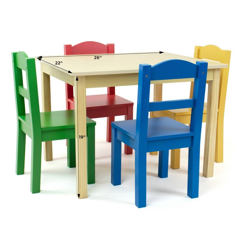 5pc Primary Collection Wood Table and Chairs Set Natural - Humble Crew
