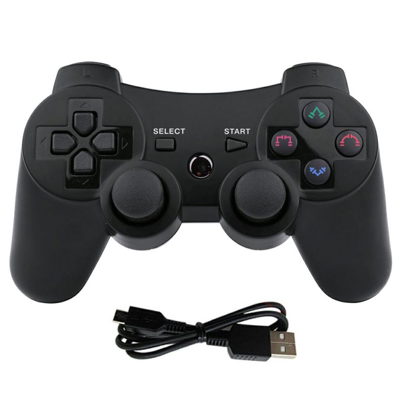 CHENGDAO PS3 Controller 2 Pack Wireless Dual Shock Gamepad for Sony Playstation 3 with Charging Cord (Black + red )