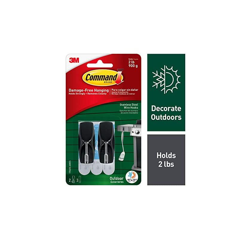 Outdoor Medium Stainless Steel Toggle Hooks, 2 lb. Capacity, Water-Resistant Adhesive, 2-Hooks, 3-Strips