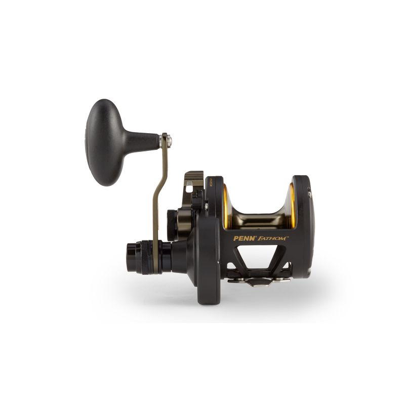 Penn FTH30LD2 Fathom Lever Drag 2 Speed Right Handed Compact Fishing Reel w/ Full Metal Body & Side Plates, Stainless Steel Main & Pinion Gear, Black