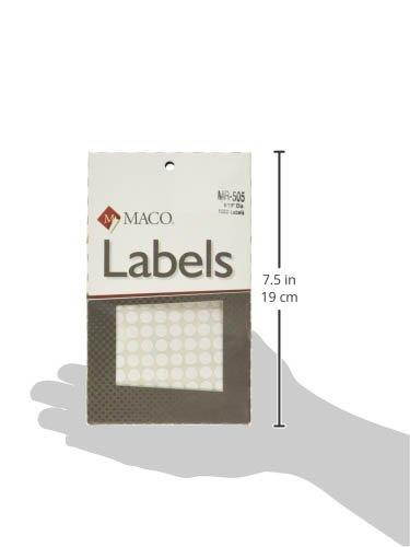 MACO White Round Multi-Purpose Labels, 5/16 Inches in Diameter, 1000 Per Box (MR-505)