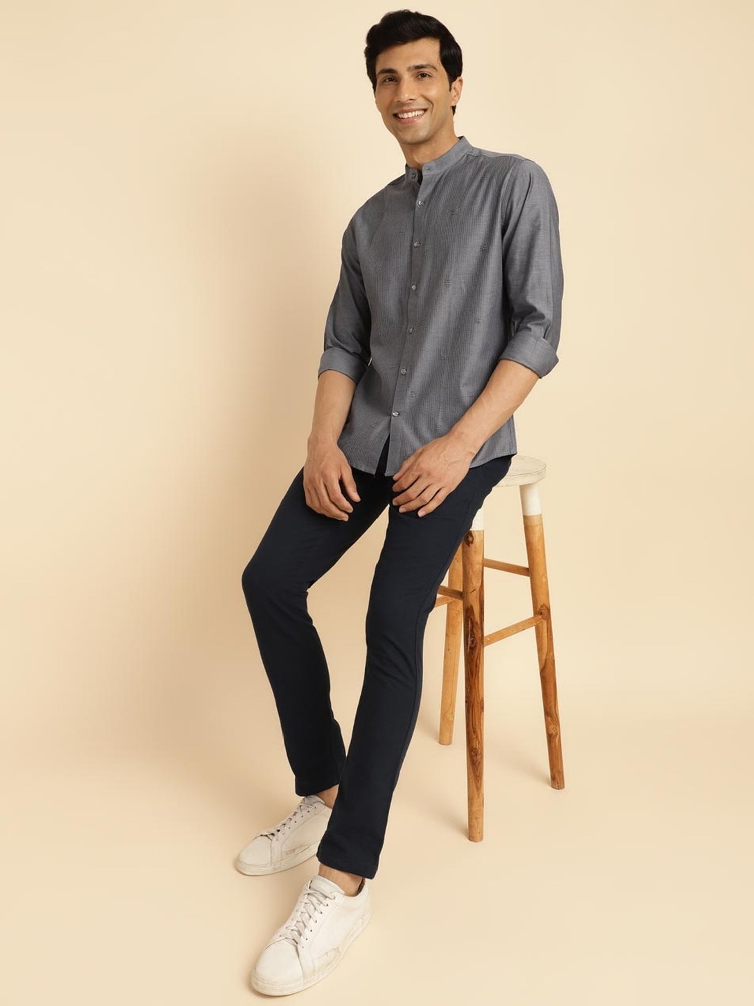 High Star Black Cotton Relaxed Fit Striped T-Shirt