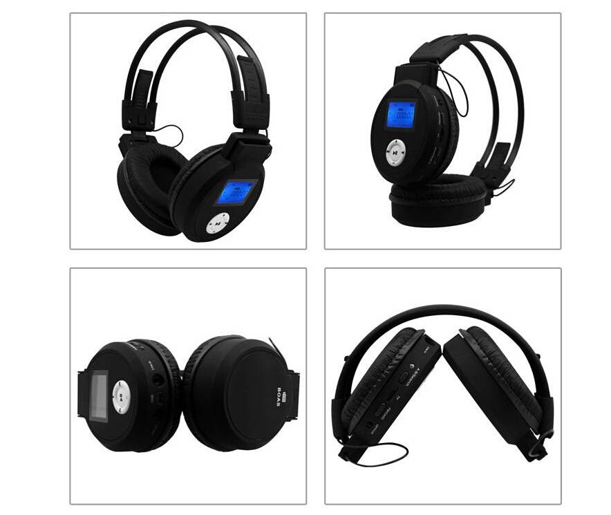 ps-398 MP3 Sport Player LCD Foldable Wireless Headphone Headset FM Radio TF Card