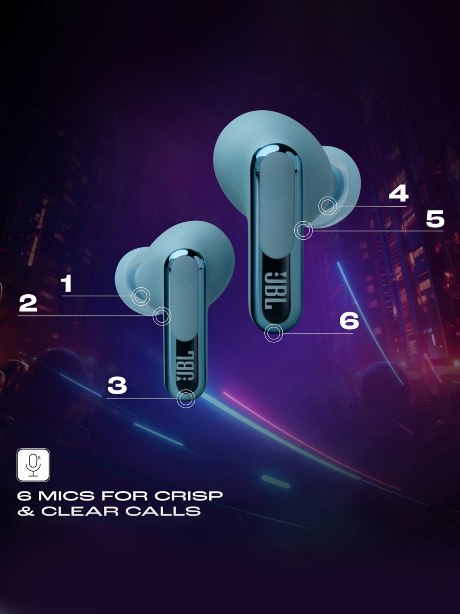 JBL Live Beam 3 In Ear Bluetooth Earbuds with Noise Cancelling & 48H Playtime (Blue, True Wireless)